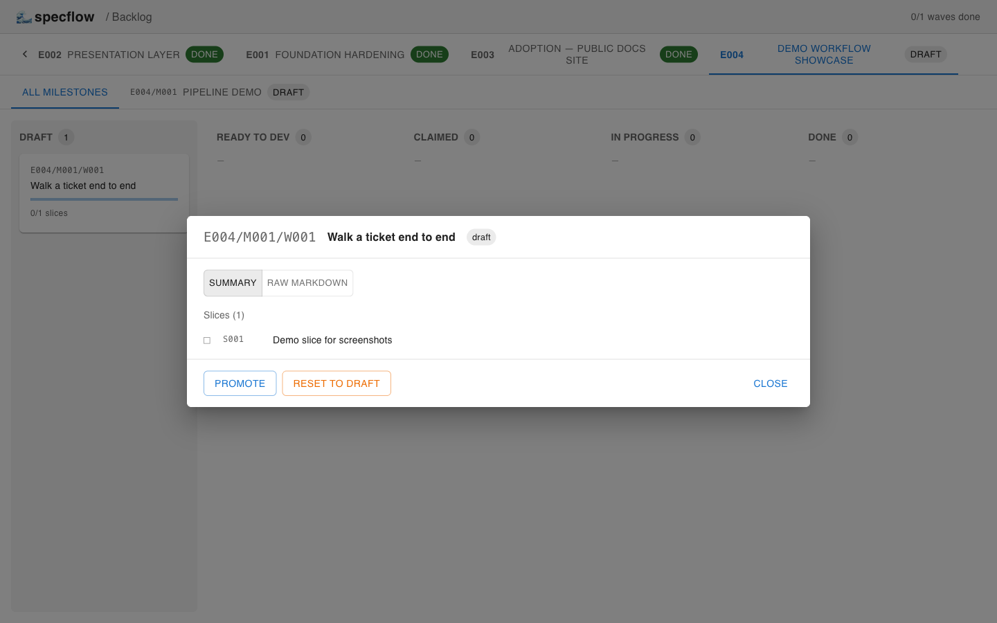 draft modal
