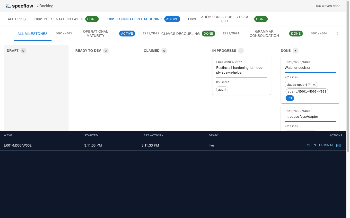 agent drawer with live session